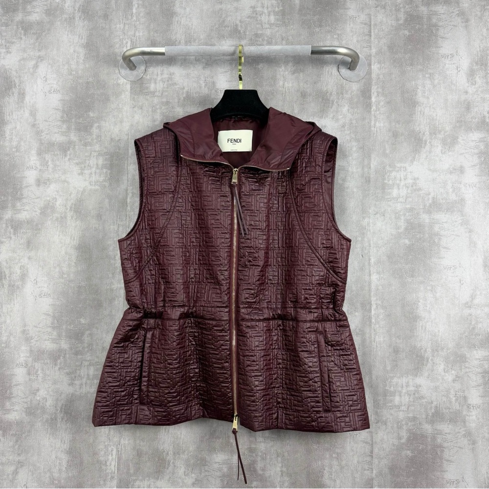 Authentic Fendi Women's Quilted Vest - Deep Burgundy